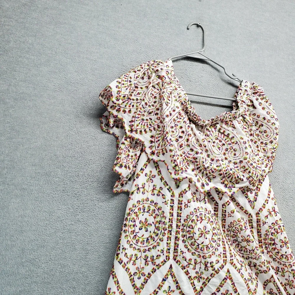 New York & Company Women Dress XL White Embroidered Eyelet Off The Shoulder NWT - Picture 7 of 10
